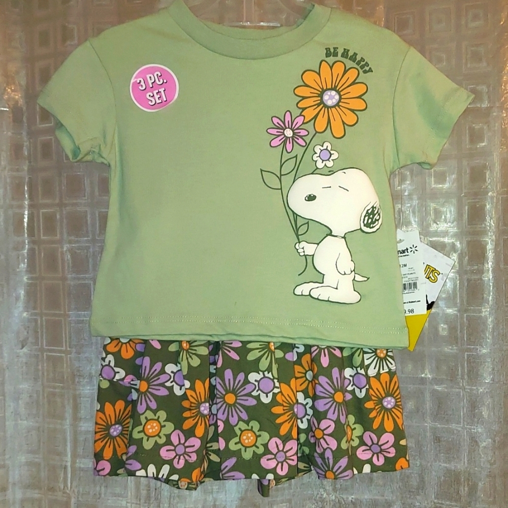 Children's Snoopy 3 Piece Peanuts Skirt Set 12 Months